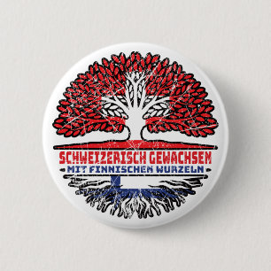 Finnland Finnisch Schweizer Schweiz Baum Wurzel 2 Inch Round Button