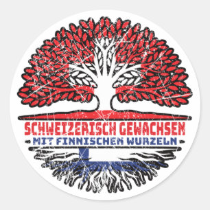 Finnland Finnisch Schweizer Schweiz Baum Wurzel Classic Round Sticker