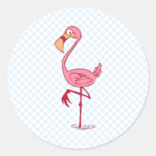 Finny Flamingo Classic Round Sticker