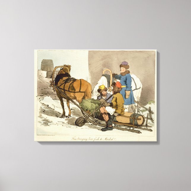 Fins Bringing Live Fish to Market, etched by the a Canvas Print (Front)