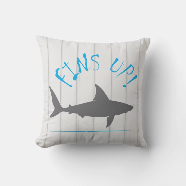 Fins Up Great White Shark Fun Striped Throw Pillow (Front)