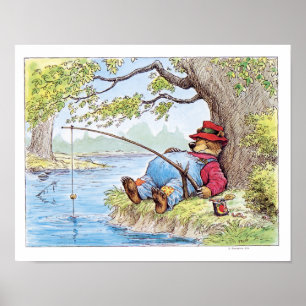 Finshin' Bear Illustration by Wallace Tripp Poster