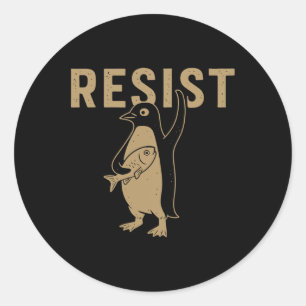 Fintage Penguin Resist Penguins Subtle Anti Trump Classic Round Sticker