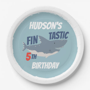 Fintastic Happy Shark Birthday Party, Any Age Paper Plate