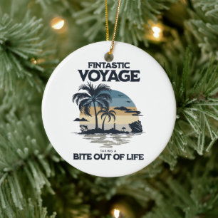 Fintastic Voyage Taking a Bite Out of Life Ceramic Ornament