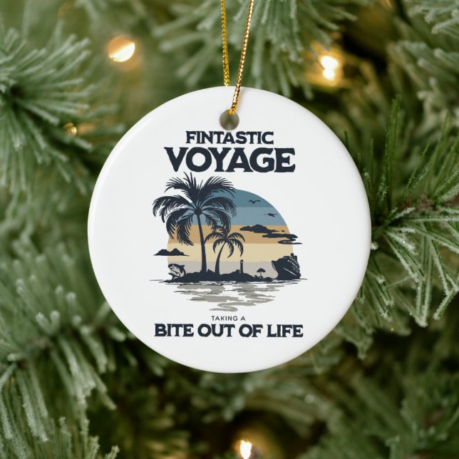 Fintastic Voyage Taking a Bite Out of Life Ceramic Ornament (Tree)