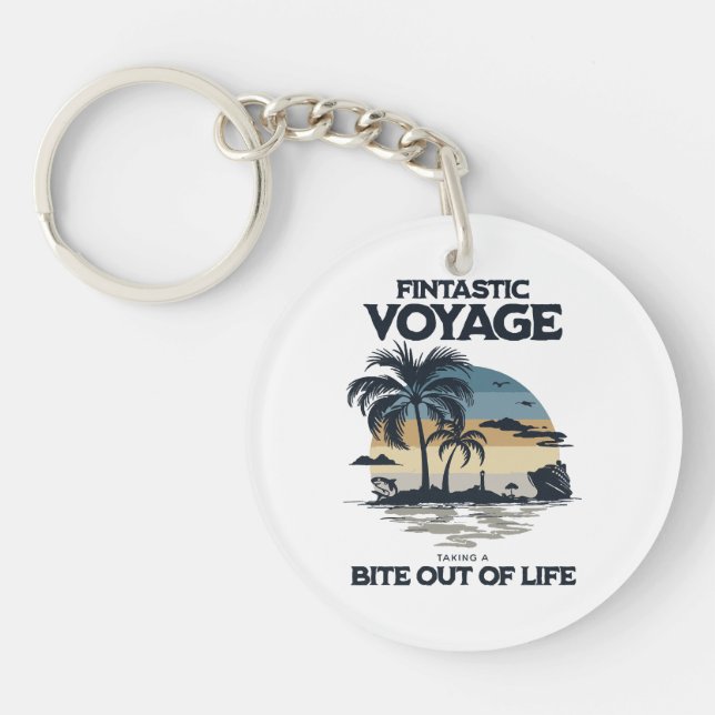 Fintastic Voyage Taking a Bite Out of Life Keychain (Front)