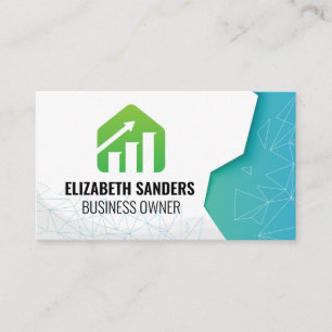FinTech Bar Graph Logo   Geometric Patterns Business Card
