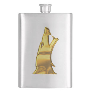 Fiole en acier inoxydable Golden Wolf Head