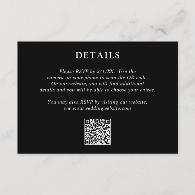 Fiona Black Bold Monogram Modern Wedding Enclosure Card (Front)