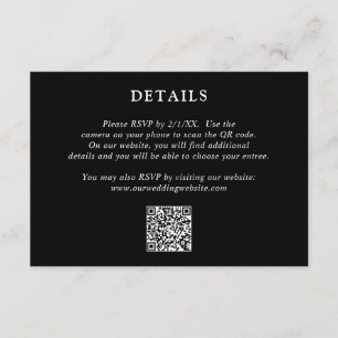 Fiona Black Bold Monogram Modern Wedding Enclosure Card