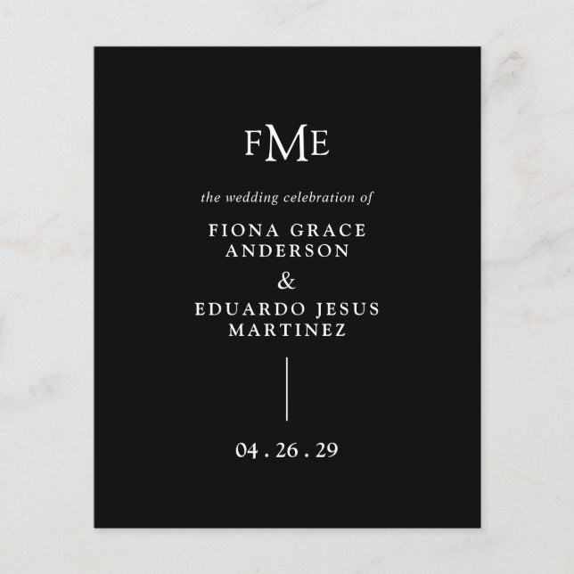 Fiona Black Bold Monogram Modern Wedding Flyer (Front)