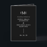 Fiona Black Bold Monogram Modern Wedding Program<br><div class="desc">Contemporary and modern folded wedding program featuring a simple and minimal design with your three initial monogram along with your names and wedding date in bold typography.  This minimalist black typographic design can be customized to any colour you choose in the design editing tool.</div>