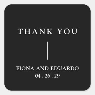Fiona Black Bold Monogram Modern Wedding Square Sticker