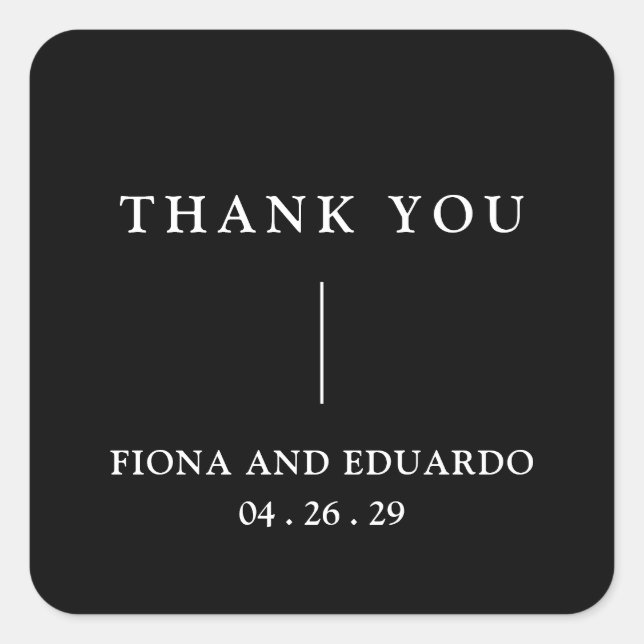 Fiona Black Bold Monogram Modern Wedding Square Sticker (Front)