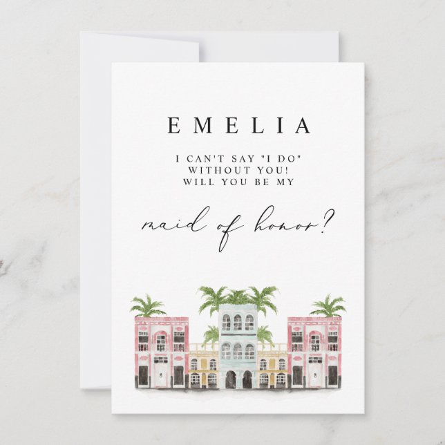 FIONA Charleston Photo Bridesmaid Proposal Card (Front)