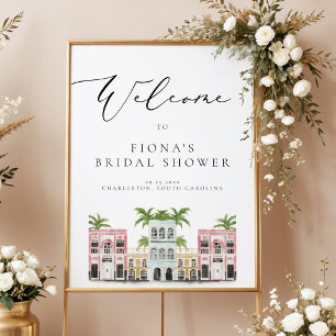 FIONA Charleston Rainbow Row Bridal Shower Welcome Poster