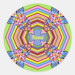 FIONA EASTER ~ WOW! Multicolored Candy for Easter~ Classic Round Sticker