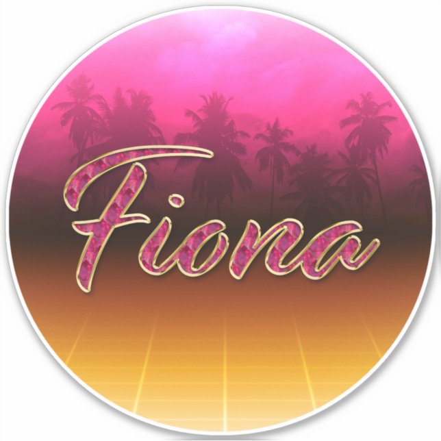 Fiona First Name Golden pink Sticker (Front)