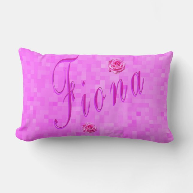 Fiona Name Logo On Pink Mosaic, Lumbar Pillow (Front)
