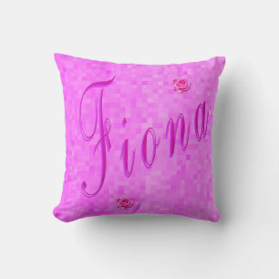 Fiona Name Logo On Pink Mosaic, Throw Pillow