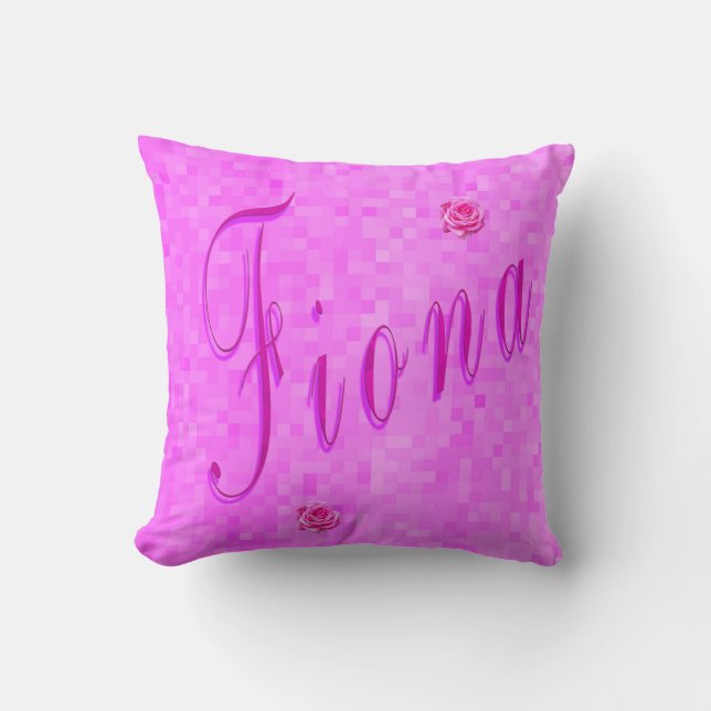 Fiona Name Logo On Pink Mosaic, Throw Pillow (Front)