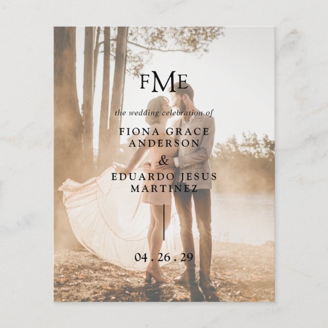 Fiona Photo Bold Monogram Modern Wedding Program (Front)