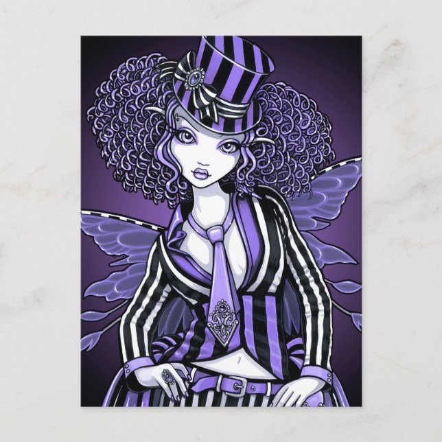 Fiona Purple Gothic Couture Fairy Postcard (Front)