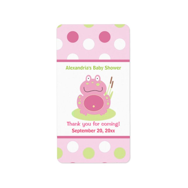 Fiona the Pink Frog Miniature Candy Wrappers Label (Front)