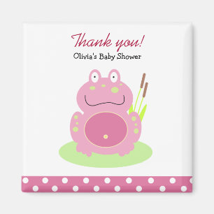 Fiona the Pink Pond Frog Baby Shower Favour Magnet