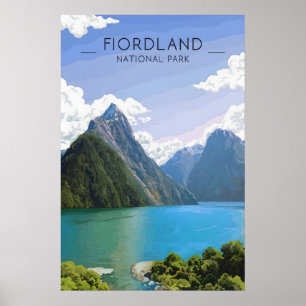 Fiordland National Park New Zealand Travel Poster