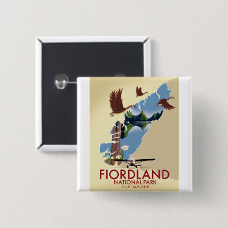 Fiordland National Park New Zealand travel poster 2 Inch Square Button
