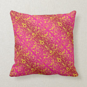 Fiore in Fuschia and Yellow Throw Pillow