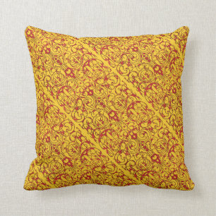 Fiore in yellow and red throw pillow