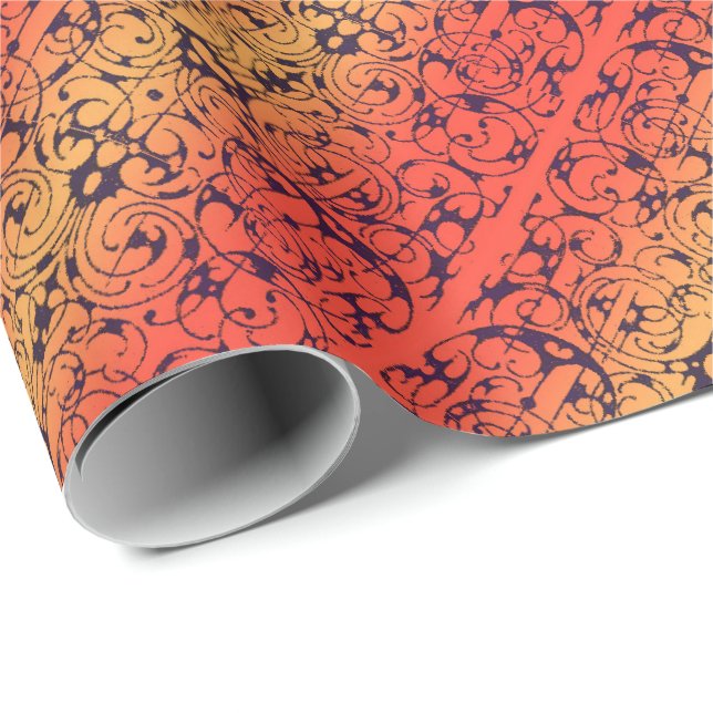 Fiore red, amber and black wrapping paper (Roll Corner)
