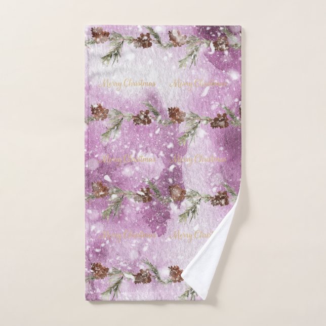 Fir Branches With Pine Cones On Snow Hand Towel (Hand Towel)