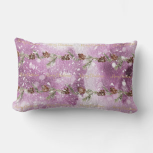 Fir Branches With Pine Cones On Snow Lumbar Pillow
