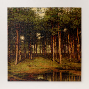 Fir Forest in Putte with Rabbits Jean  Lamorinière Jigsaw Puzzle