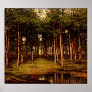 Fir Forest in Putte with Rabbits Jean Lamorinière Poster
