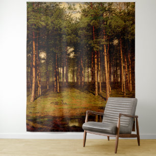 Fir Forest in Putte with Rabbits Jean Lamorinière Tapestry