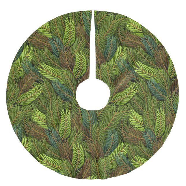 Fir/Pine Branches Brushed Polyester Tree Skirt (Front)