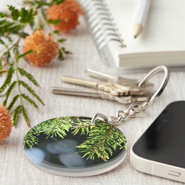Fir pine needles with bokeh keychain (Front Right)