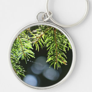 Fir pine needles with bokeh keychain