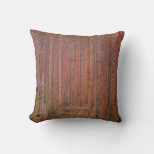 Fir Tree Forest (by Gustav Klimt) Throw Pillow