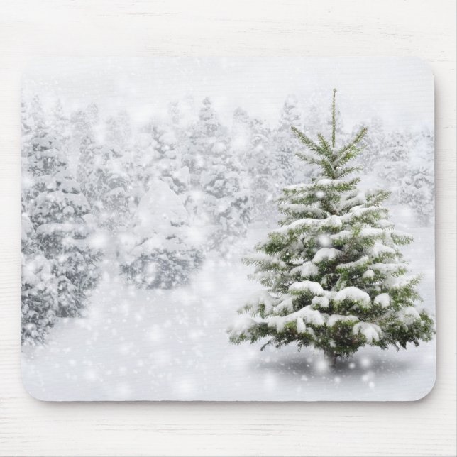 Fir Tree In Thick Snow Mouse Pad (Front)