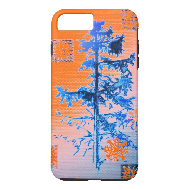 Fir Tree & Snowflakes Orange Case-Mate iPhone Case (Back)