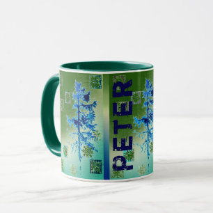 Fir Tree & Snowflakes & Your Name Mug