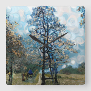 FIR TREE SQUARE WALL CLOCK