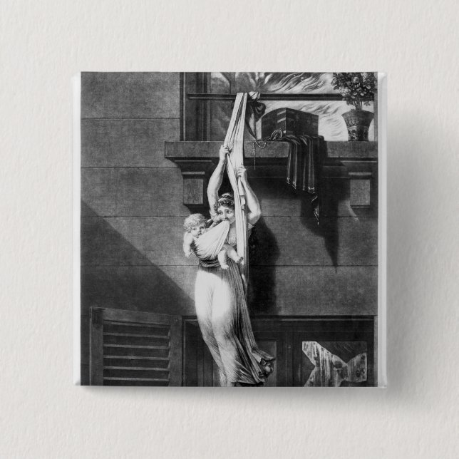 Fire 2 Inch Square Button (Front)