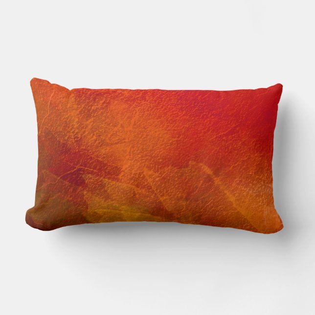 Fire - Abstract Background Art in Deep Orange Lumbar Pillow (Front)